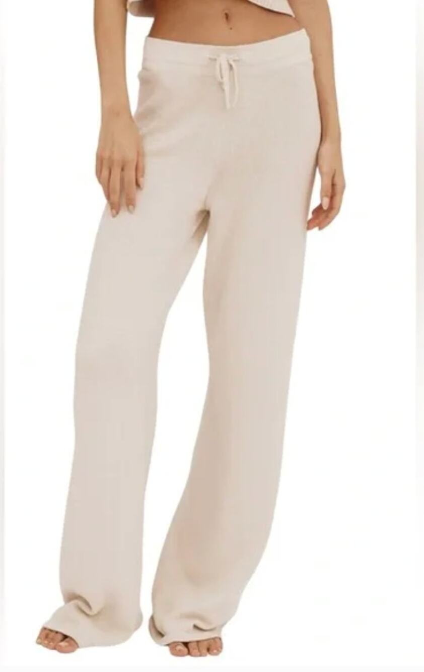 ORGANIC BASICS | Cream Organic Cotton True Knit Wide Leg Pants off white | XL